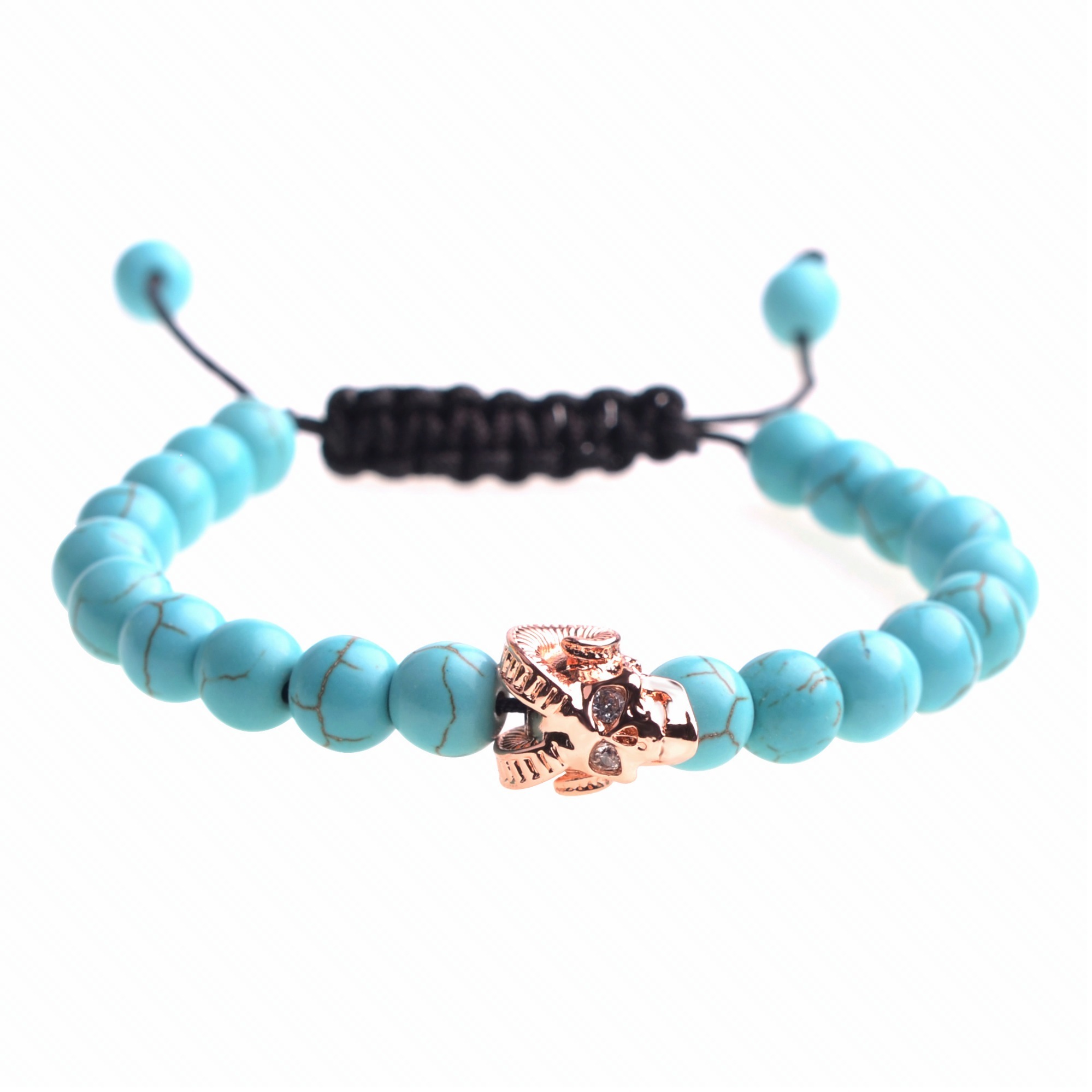 Rose gold sheep's head  braided adjustable Beads Bracelet for Men Women