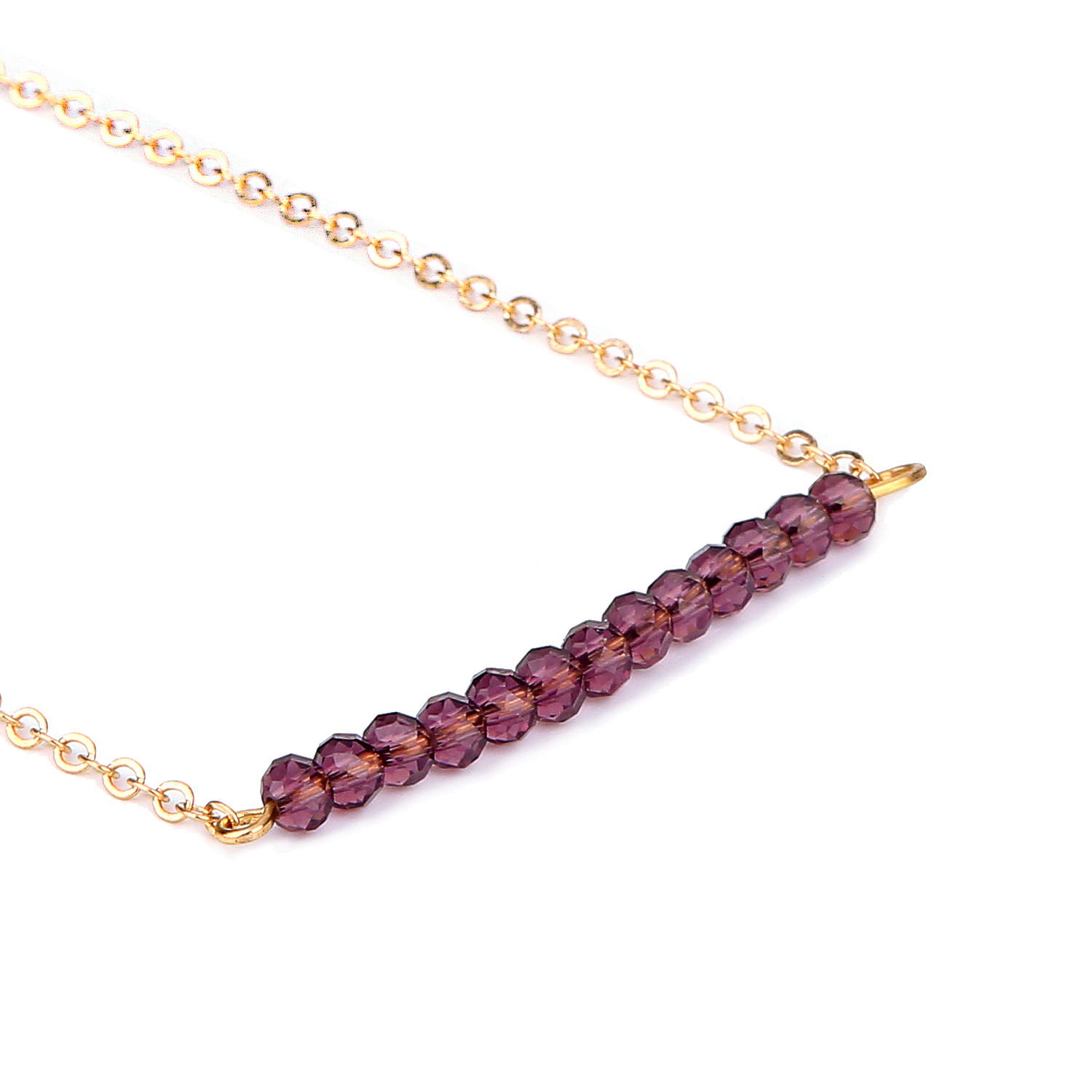 Colorful Cubic Zirconia Bar Necklace for Women Girls Circle Arc Rhinestone Pendant