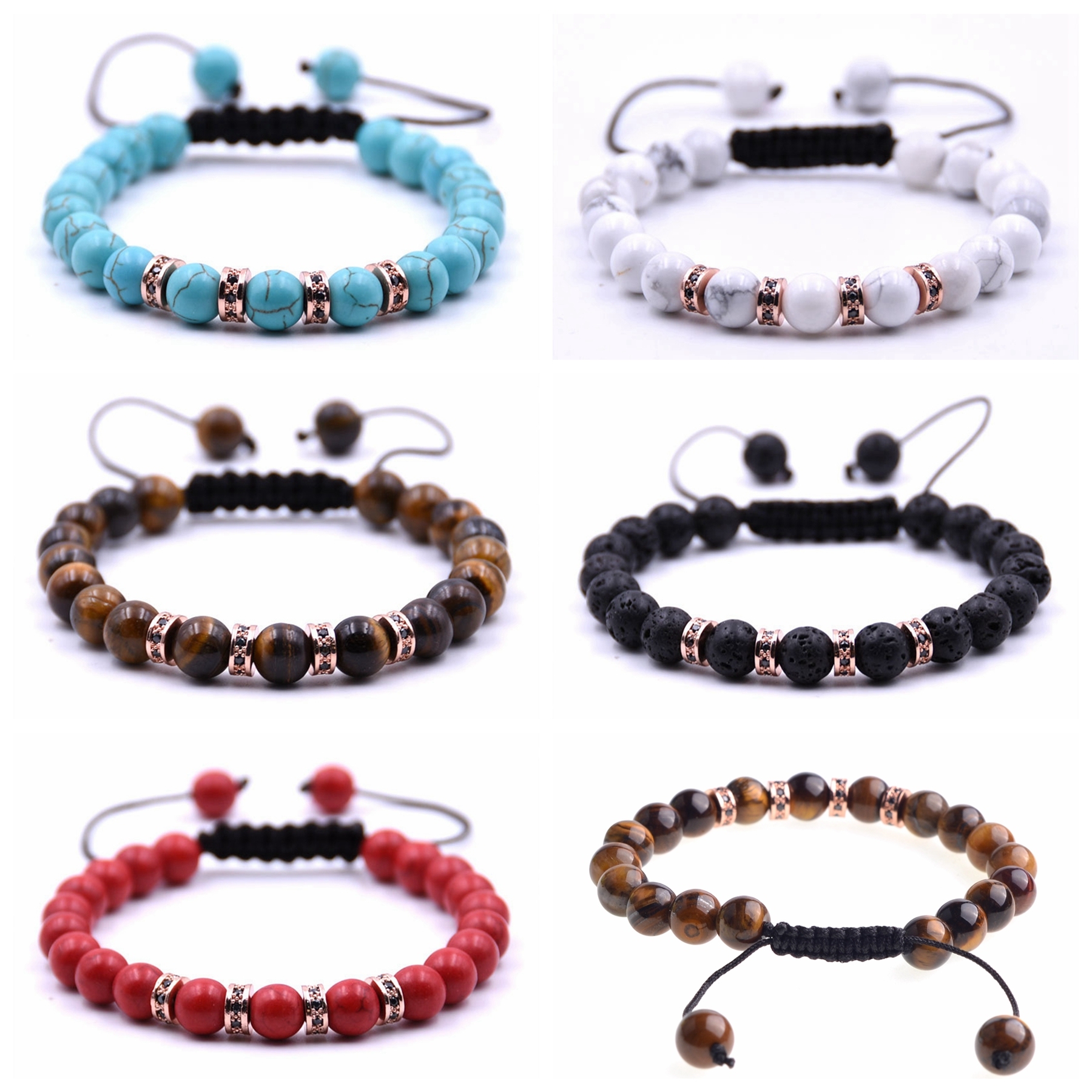 Rose gold sequins braided Red Turquoise bracelet for noble and temperament women
