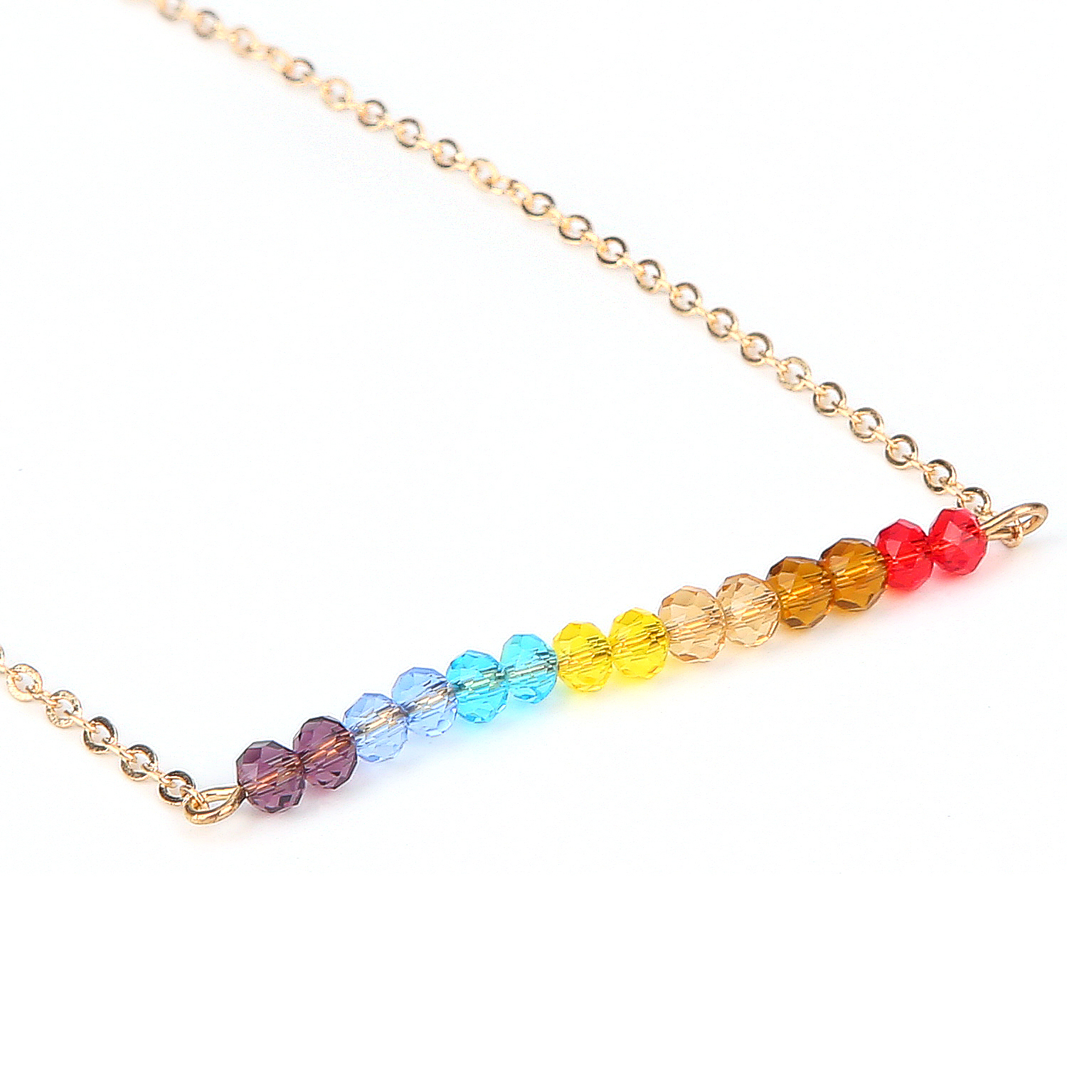 Colorful Cubic Zirconia Bar Necklace for Women Girls Circle Arc Rhinestone Pendant