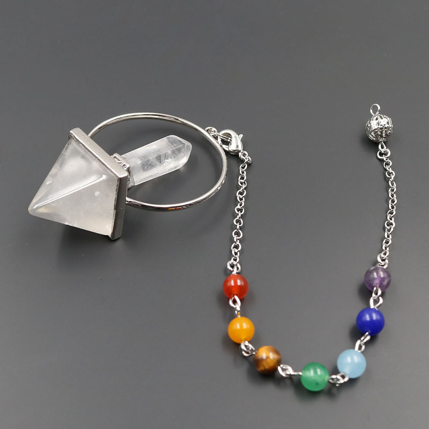 7 Chakra Crystal  Hexagonal Pyramid Pendant for Women and Girls