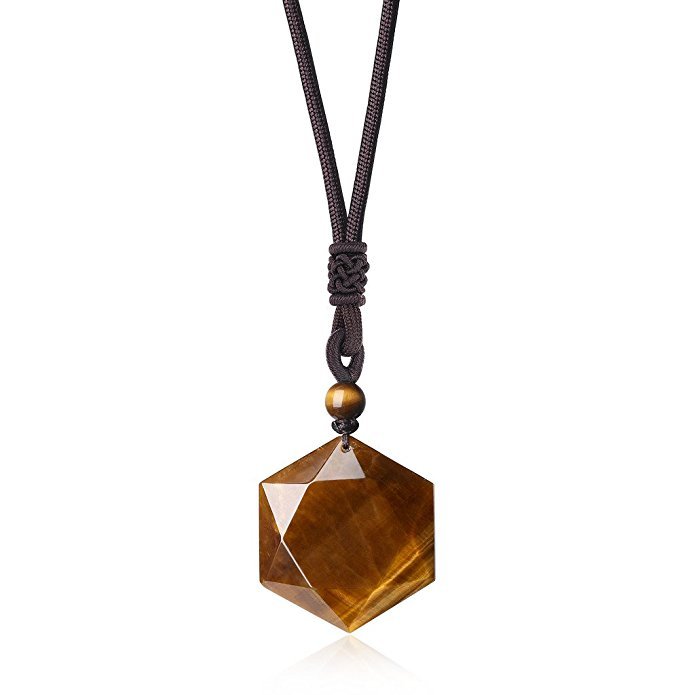 Six-pointed star Energy Stone Natural Crystal Pendant Necklace for Men and Women