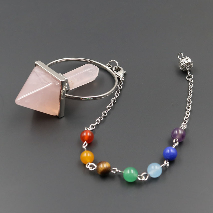 7 Chakra Crystal  Hexagonal Pyramid Pendant for Women and Girls