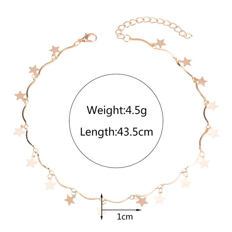 Simple Gold Star Choker Necklace for Women and Girls