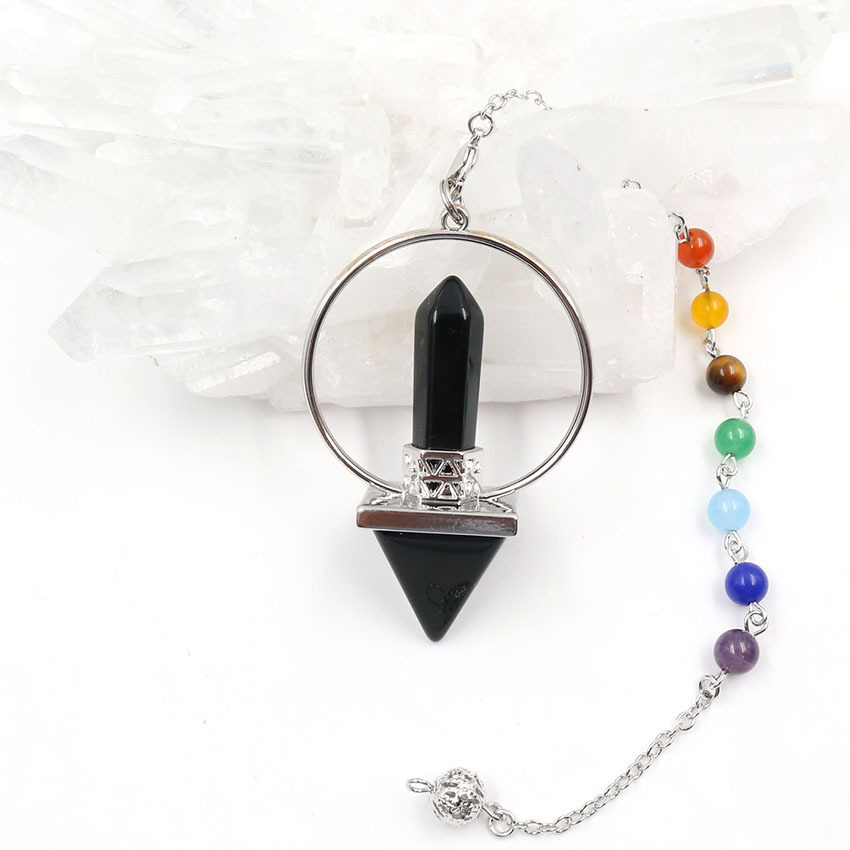 7 Chakra Crystal  Hexagonal Pyramid Pendant for Women and Girls