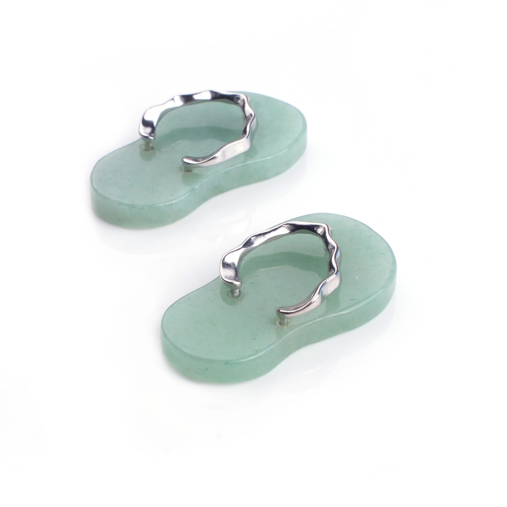 Natural Stone Flip Flop Pendants，Healing Natural Stone Gemstone Crystal Necklace
