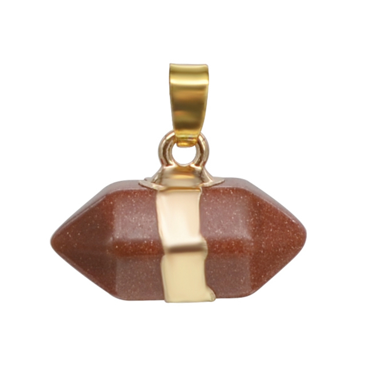 Hexagonal Column Gold Necklace，Natural Stone Pendant for Women and Girls