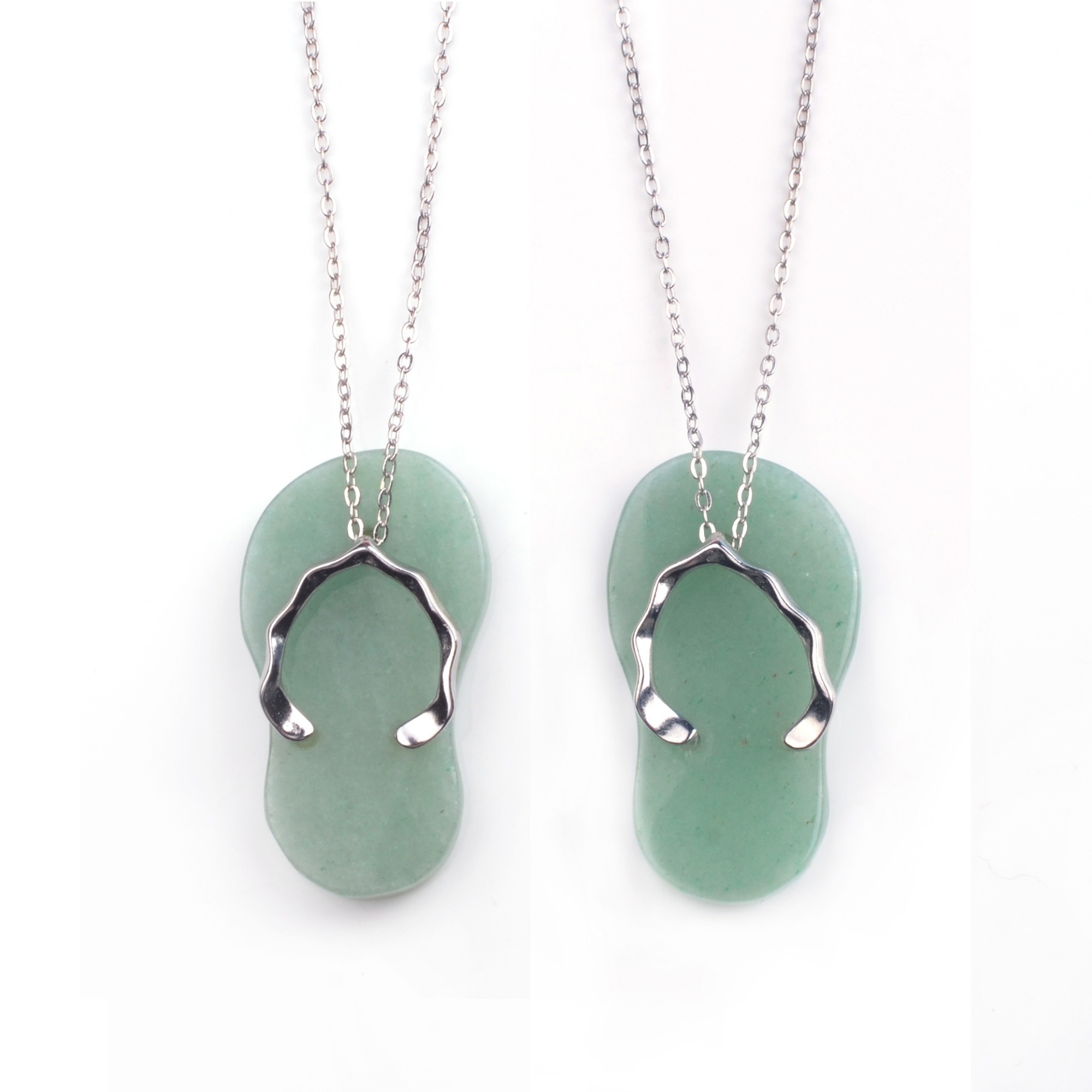 Natural Stone Flip Flop Pendants，Healing Natural Stone Gemstone Crystal Necklace