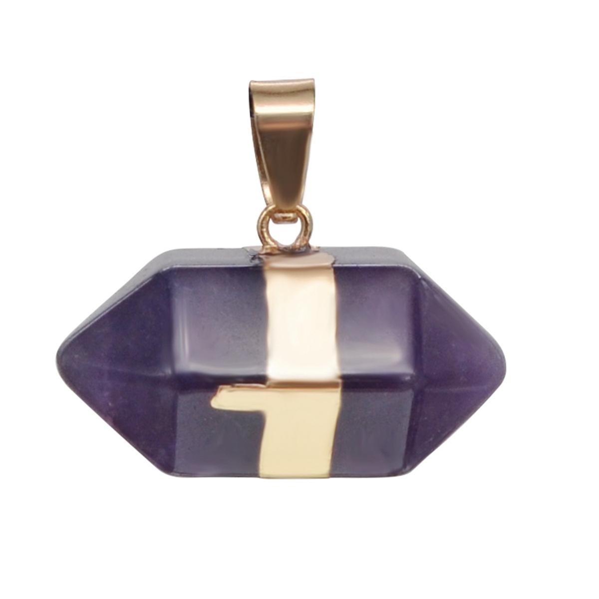Hexagonal Column Gold Necklace，Natural Stone Pendant for Women and Girls