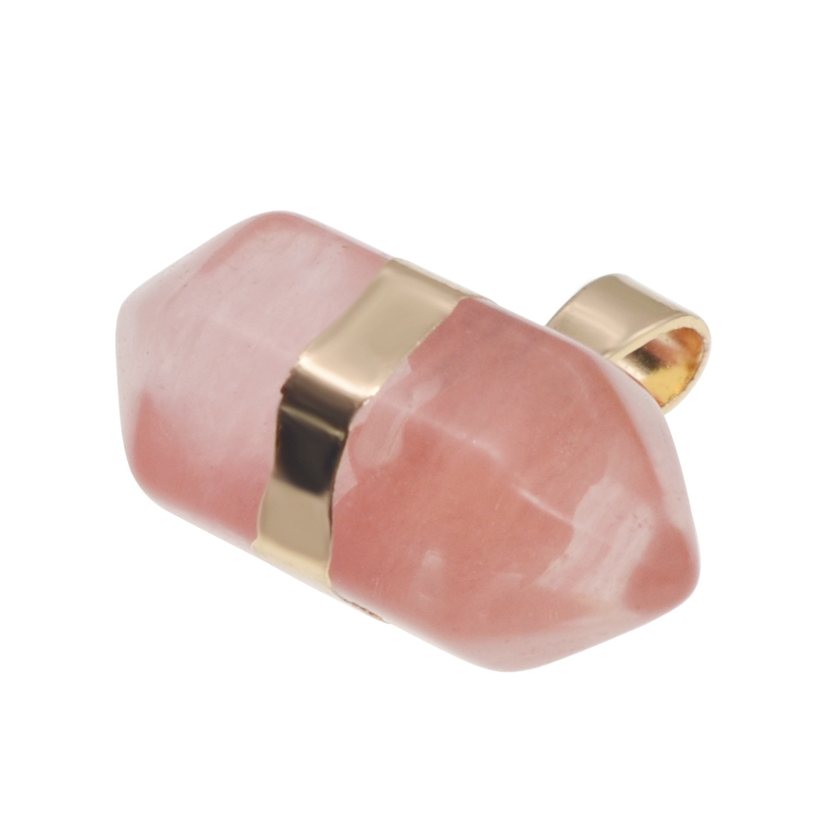 Hexagonal Column Gold Necklace，Natural Stone Pendant for Women and Girls