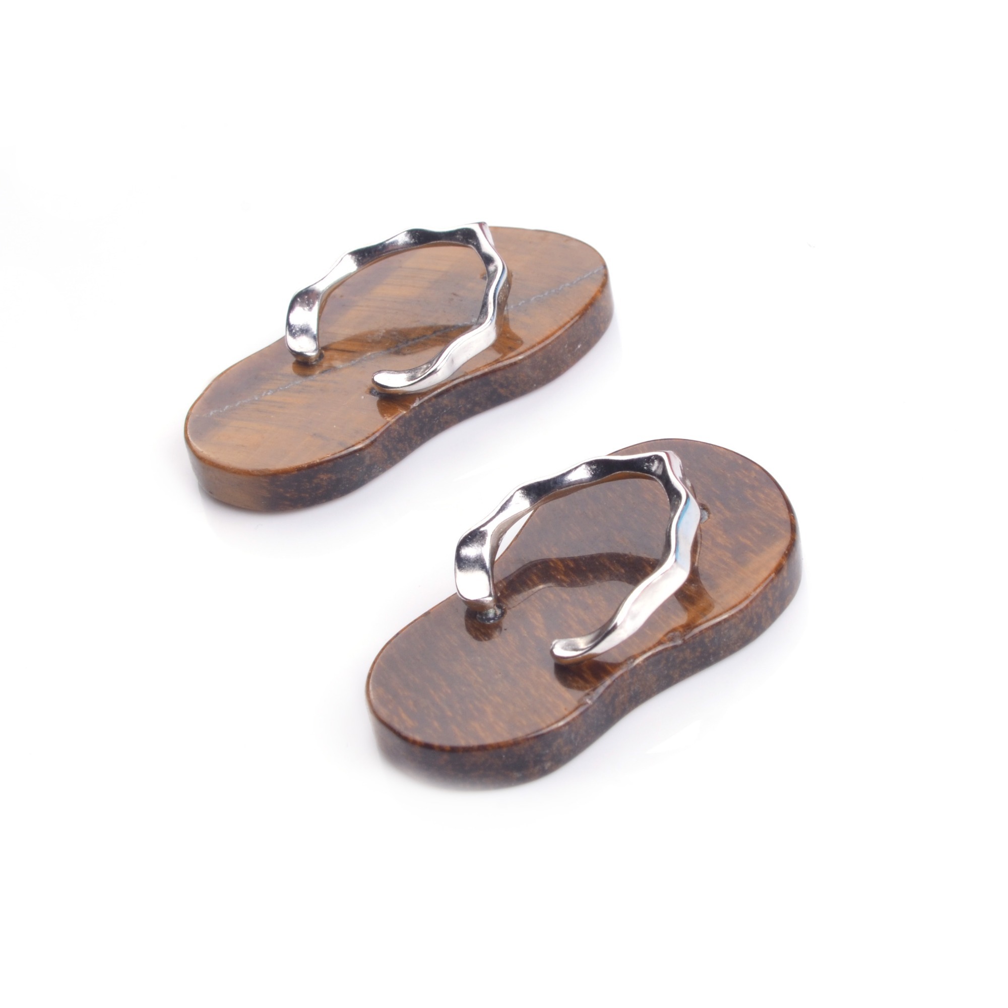 Natural Stone Flip Flop Pendants，Healing Natural Stone Gemstone Crystal Necklace