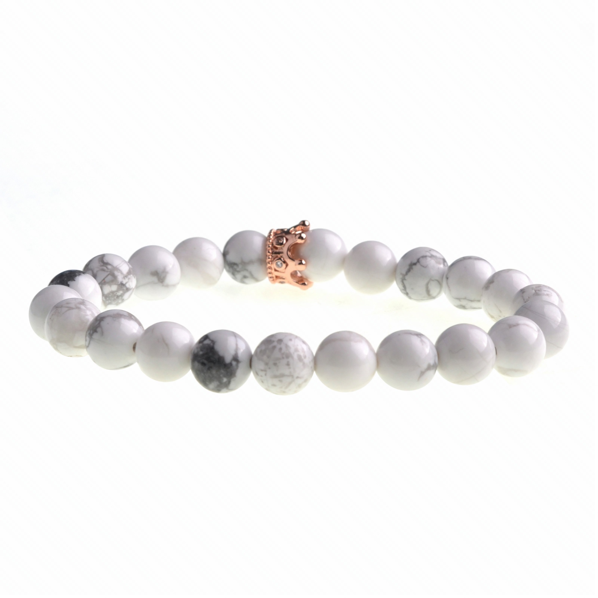 Couple Distance Bracelet Diffuser Beads Crown Queen Bracelets Matte Ageate & White Howlite Lava Ston