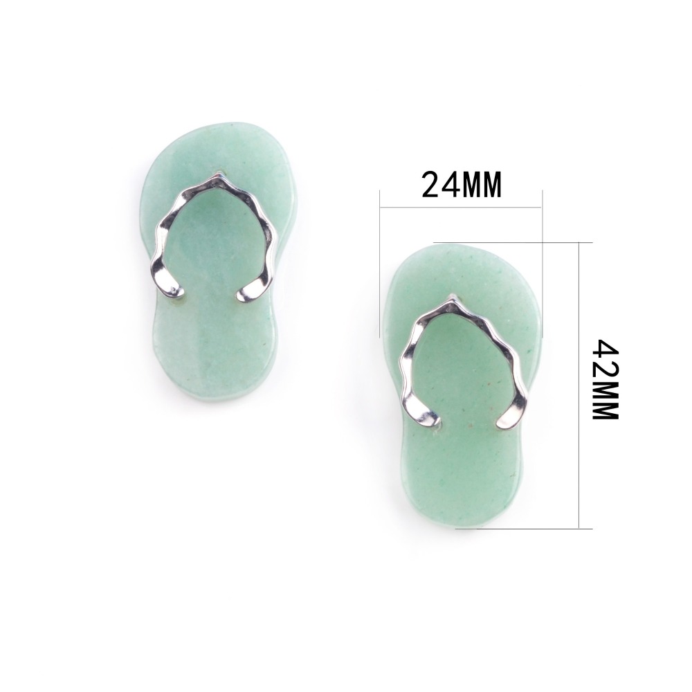 Natural Stone Flip Flop Pendants，Healing Natural Stone Gemstone Crystal Necklace