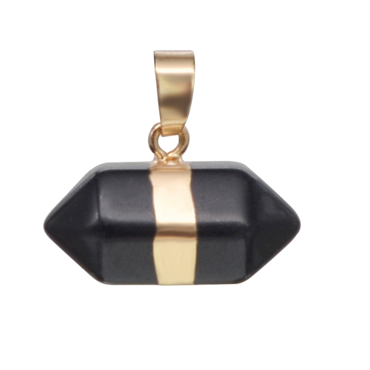 Hexagonal Column Gold Necklace，Natural Stone Pendant for Women and Girls