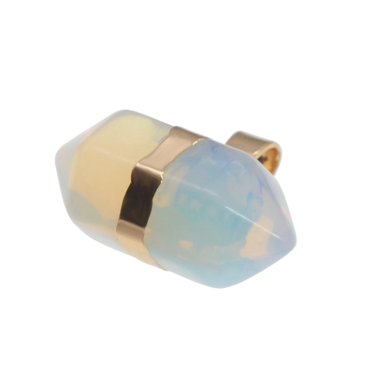 Hexagonal Column Gold Necklace，Natural Stone Pendant for Women and Girls