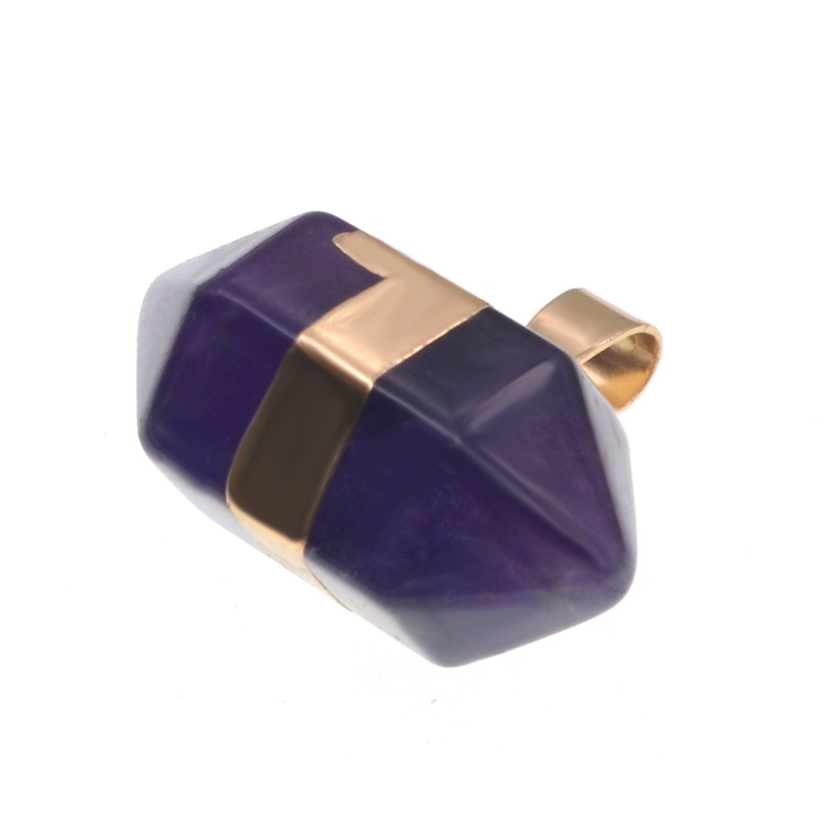 Hexagonal Column Gold Necklace，Natural Stone Pendant for Women and Girls
