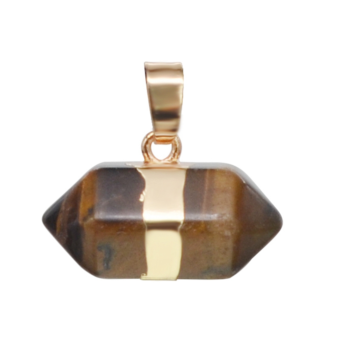Hexagonal Column Gold Necklace，Natural Stone Pendant for Women and Girls