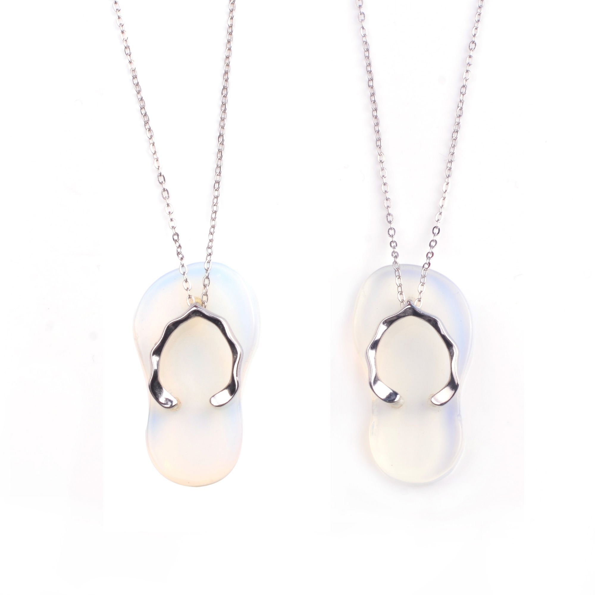 Natural Stone Flip Flop Pendants，Healing Natural Stone Gemstone Crystal Necklace