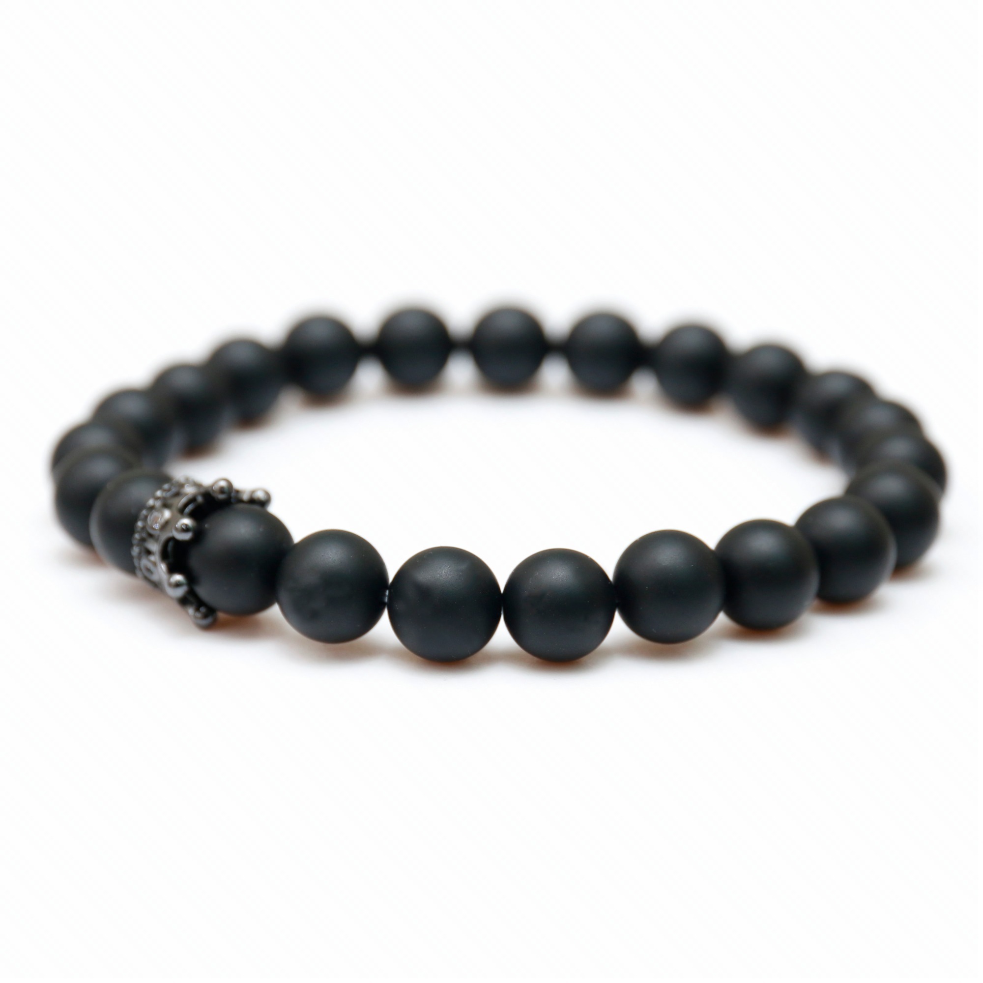 Couple Distance Bracelet Diffuser Beads Crown Queen Bracelets Matte Ageate & White Howlite Lava Ston