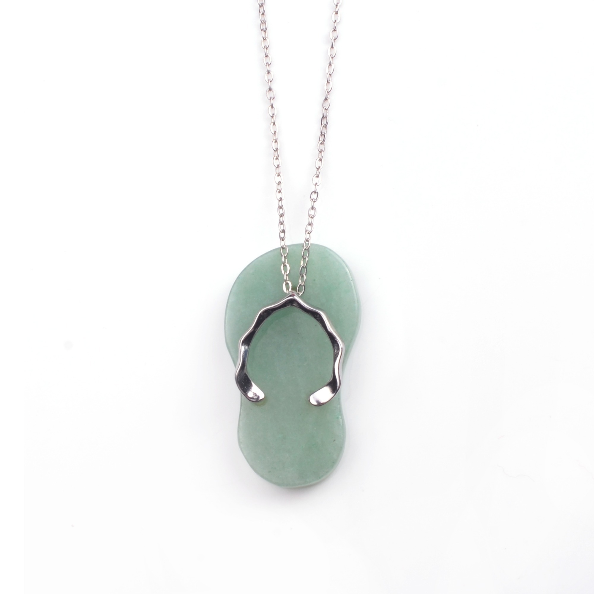 Natural Stone Flip Flop Pendants，Healing Natural Stone Gemstone Crystal Necklace