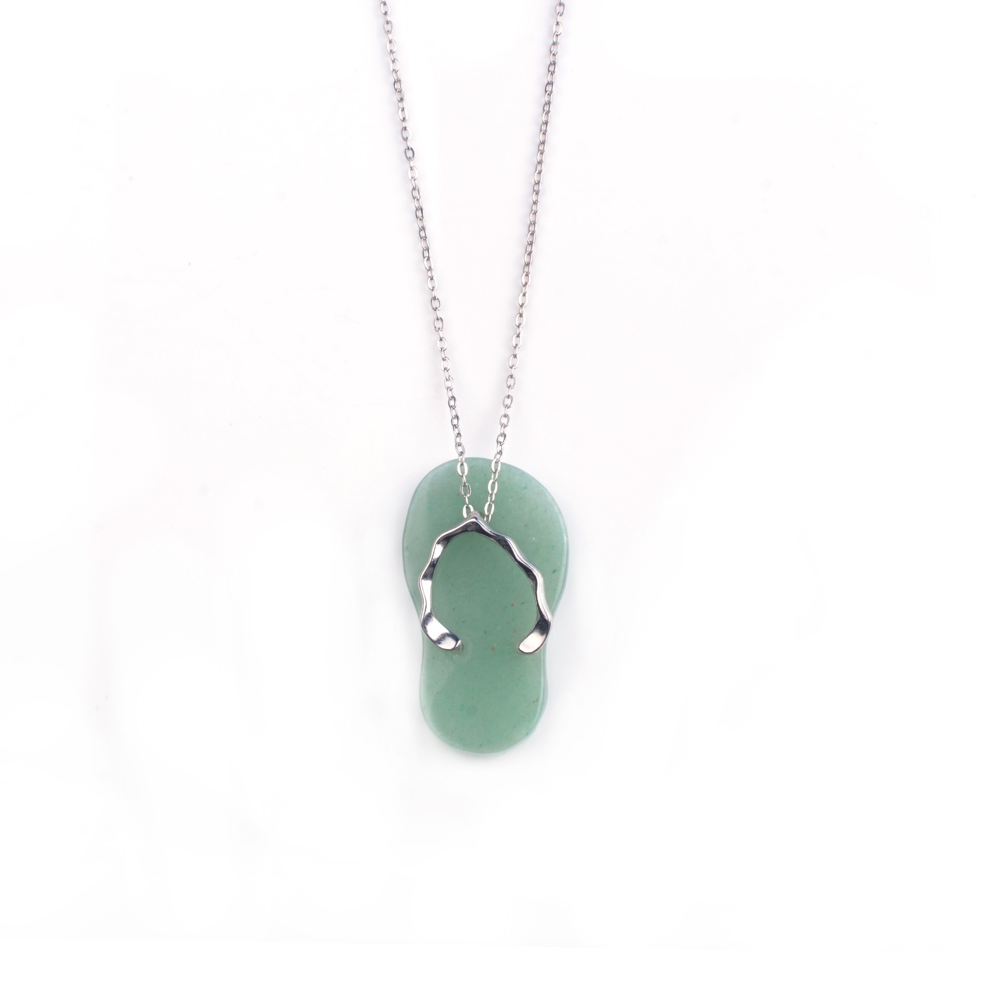 Natural Stone Flip Flop Pendants，Healing Natural Stone Gemstone Crystal Necklace