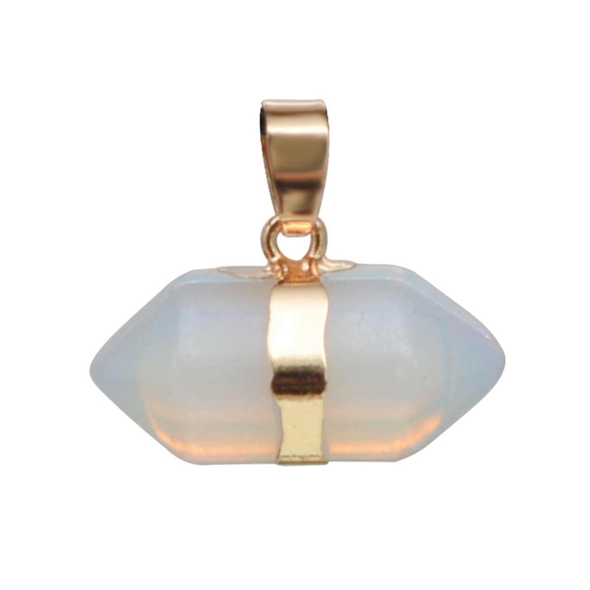 Hexagonal Column Gold Necklace，Natural Stone Pendant for Women and Girls