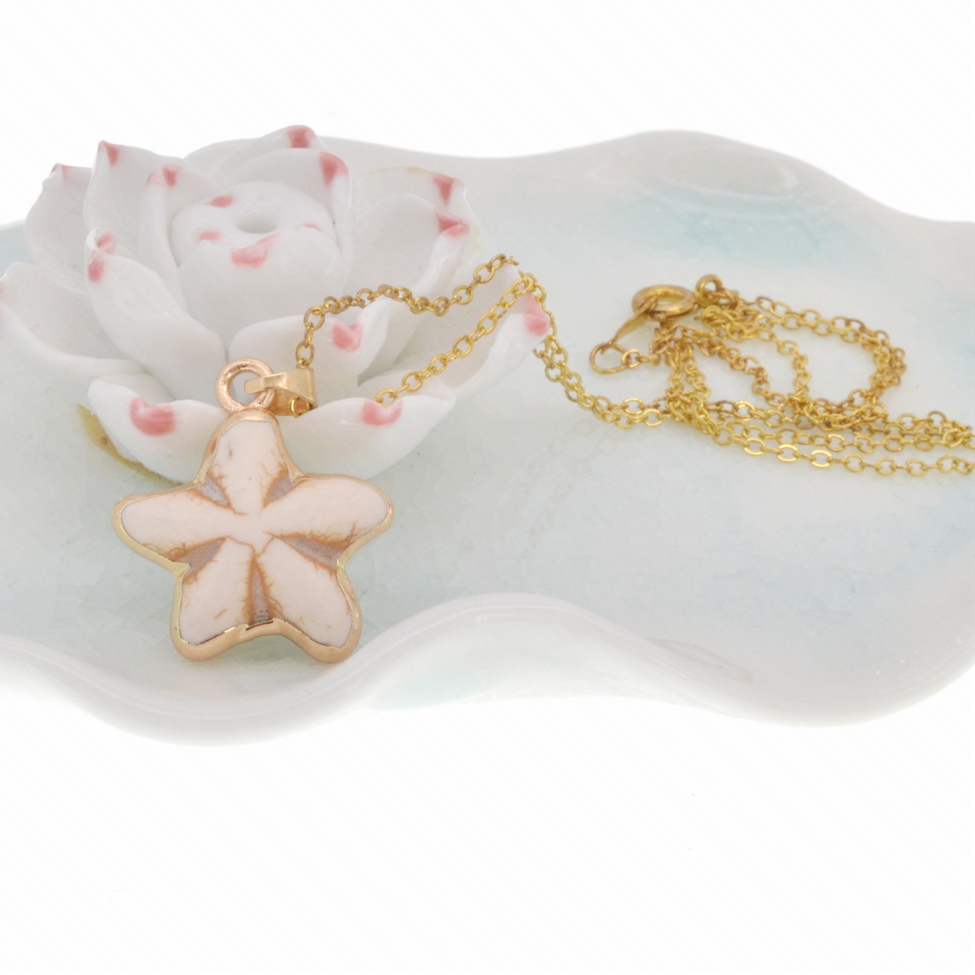 Starfish Pendant,Natural Stone Necklace for Women and Girls