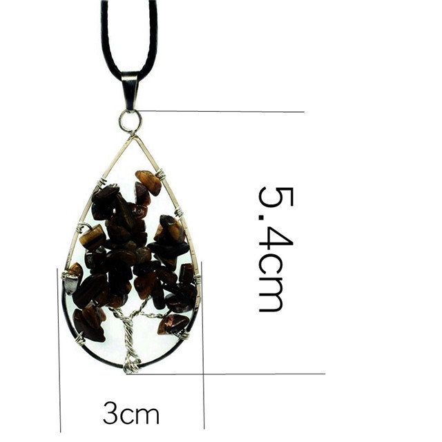 Natural Healing Crystals Quartz Tree Of Life Necklace Gemstone Pendant for unisex