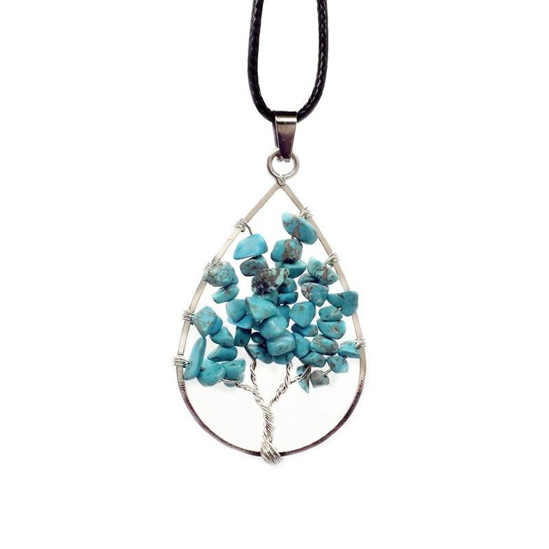 Natural Healing Crystals Quartz Tree Of Life Necklace Gemstone Pendant for unisex