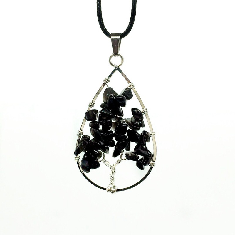 Natural Healing Crystals Quartz Tree Of Life Necklace Gemstone Pendant for unisex
