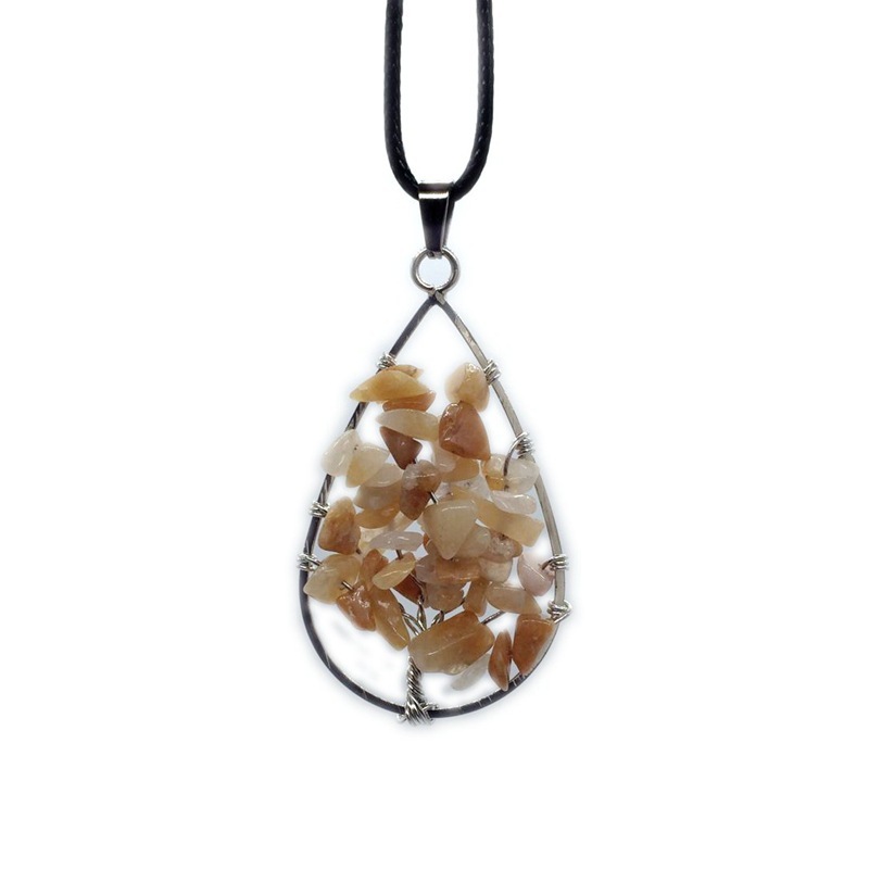 Natural Healing Crystals Quartz Tree Of Life Necklace Gemstone Pendant for unisex