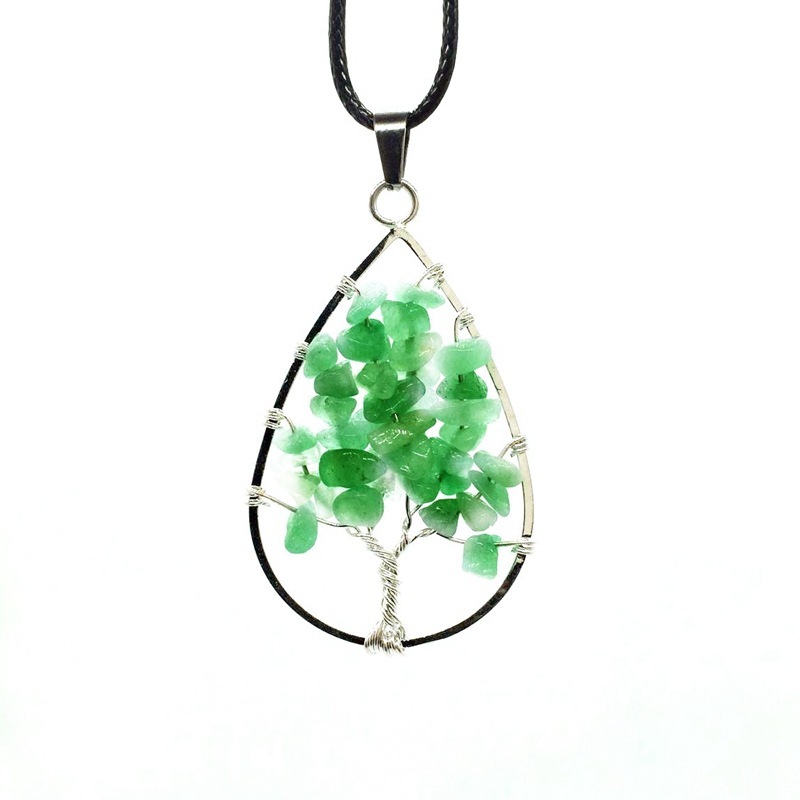 Natural Healing Crystals Quartz Tree Of Life Necklace Gemstone Pendant for unisex