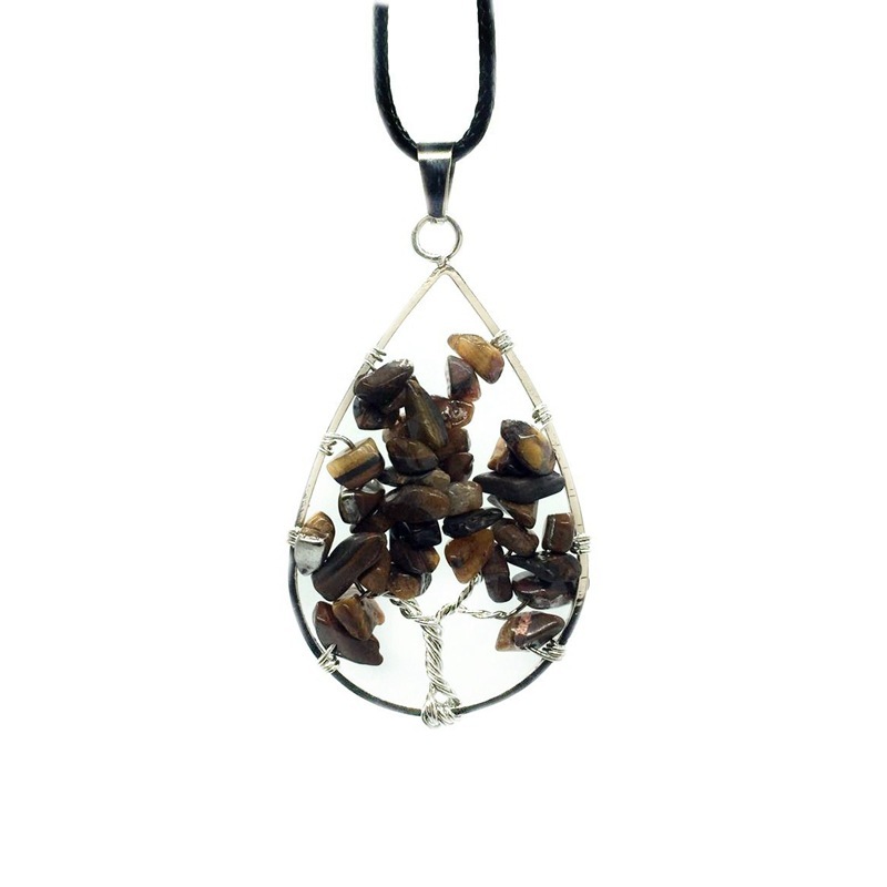 Natural Healing Crystals Quartz Tree Of Life Necklace Gemstone Pendant for unisex