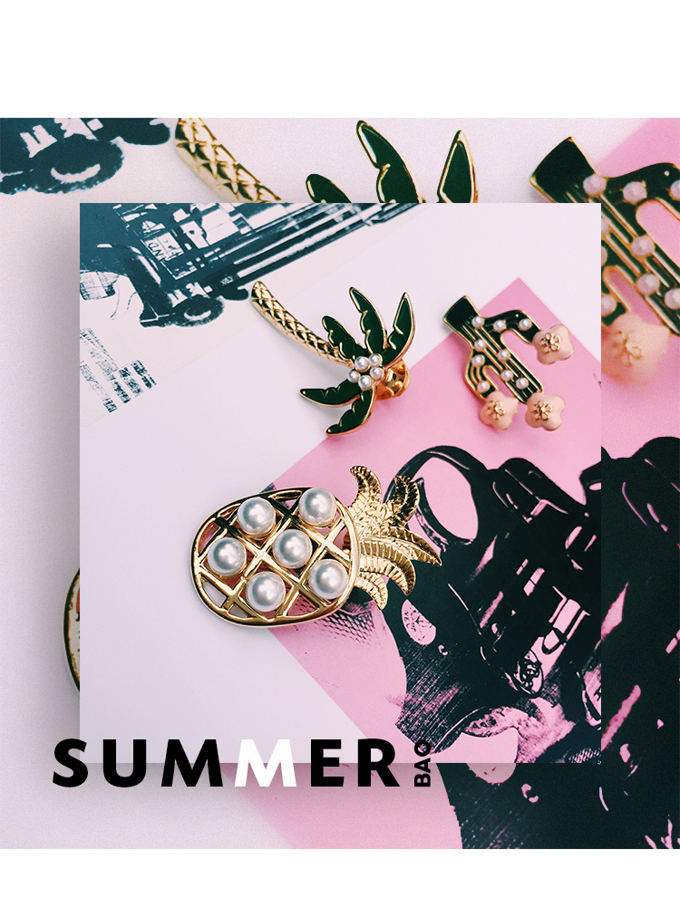 Enamel Lapel Pins Sets Cute Cartoon Plant Pearl Pineapple Badges Brooches for Clothing Bags Backpacks Jackets Hat Jewelry DIY Ac