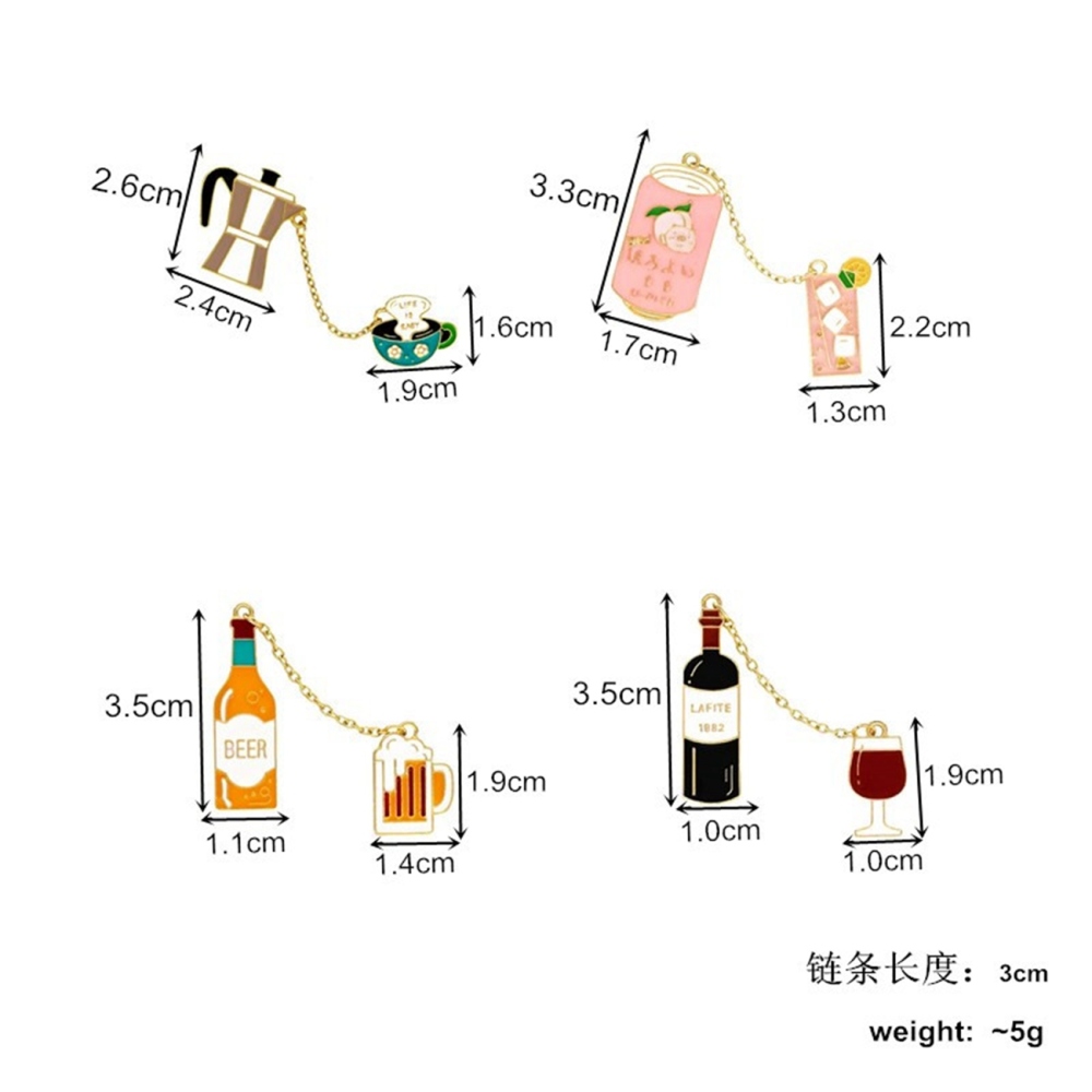 Alloy Pins Sets Cute Cartoon Wine Beer Coffee juice Brooches for Clothing Bags Backpacks Jackets Hat Jewelry DIY Accessories