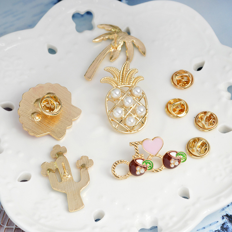 Enamel Lapel Pins Sets Cute Cartoon Plant Pearl Pineapple Badges Brooches for Clothing Bags Backpacks Jackets Hat Jewelry DIY Ac