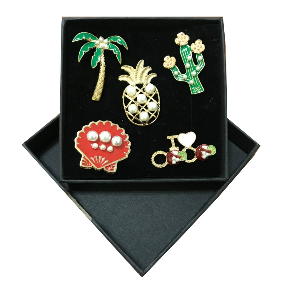 Enamel Lapel Pins Sets Cute Cartoon Plant Pearl Pineapple Badges Brooches for Clothing Bags Backpacks Jackets Hat Jewelry DIY Ac