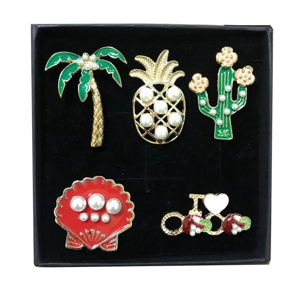 Enamel Lapel Pins Sets Cute Cartoon Plant Pearl Pineapple Badges Brooches for Clothing Bags Backpacks Jackets Hat Jewelry DIY Ac