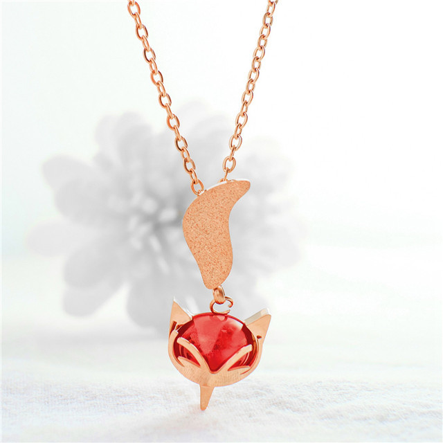 Women Owl Fox Butterfly Pendant Choker Necklace Stainless Steel CZ Crystal Charms Love Animal Jewelry for girls in Gift Box