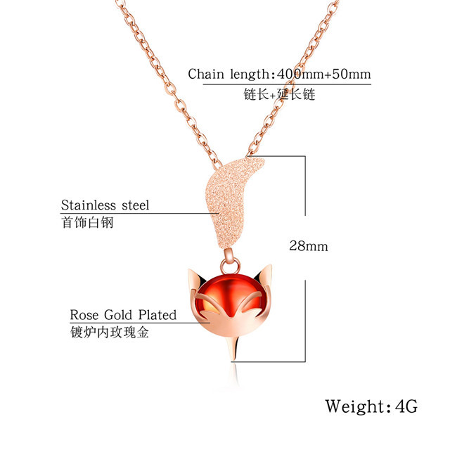 Women Owl Fox Butterfly Pendant Choker Necklace Stainless Steel CZ Crystal Charms Love Animal Jewelry for girls in Gift Box