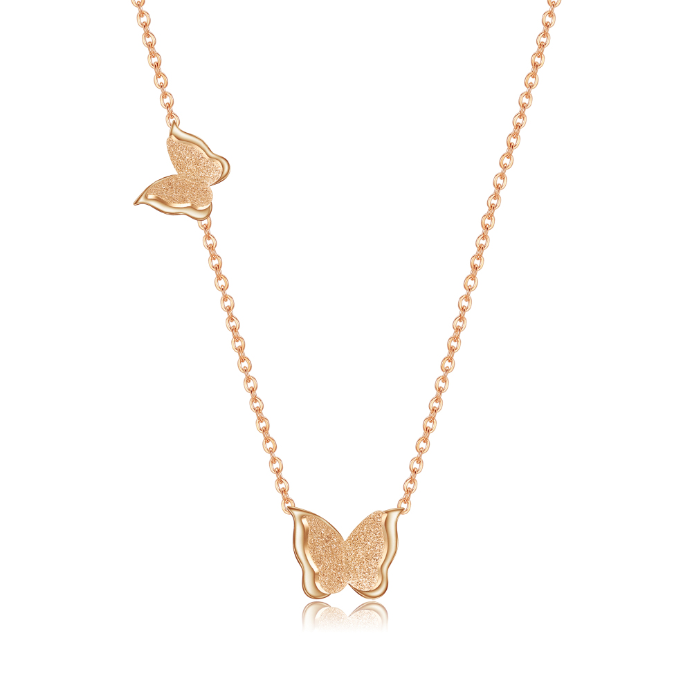 Butterfly Necklace Pendant Titanium Stainless Steel 18K Rose Gold Plated For Girls Women