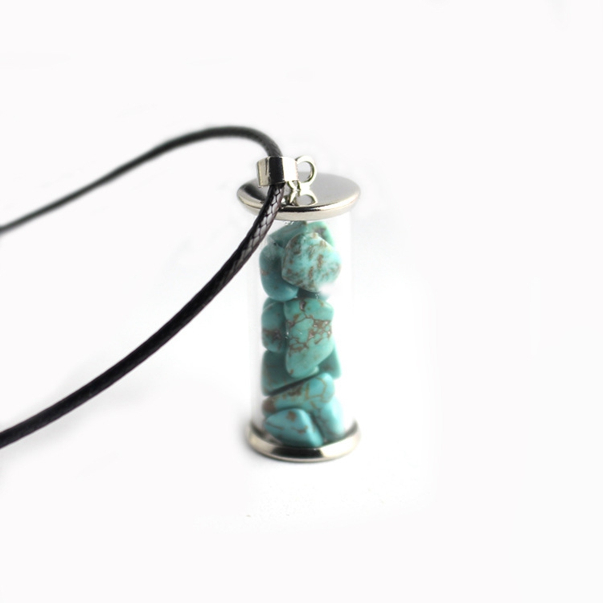 Tumbled Wicca Stone Wishing Bottles Pendant Necklace Set Healing Reiki Energy Charged Raw Chip Gemstone Jewelry