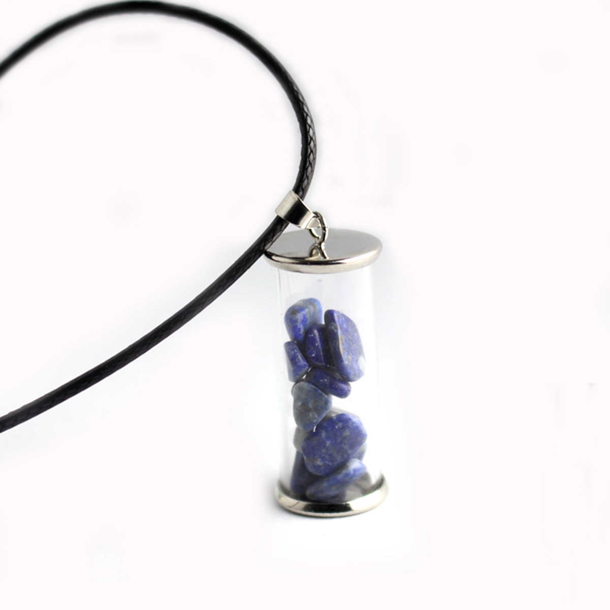 Tumbled Wicca Stone Wishing Bottles Pendant Necklace Set Healing Reiki Energy Charged Raw Chip Gemstone Jewelry