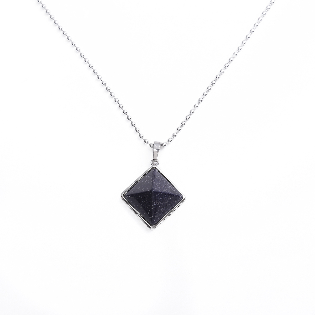 Pyramid Shape Gemstone Pendant Necklace for women Men Powerful Silver Alloy Chakra Healing Pendants choker jewelry