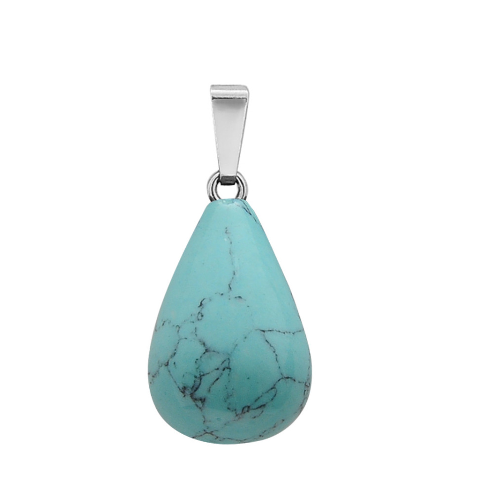 30 Colors Waterdrop Shape Natural Gemstone Pendant Necklace Women Round Water Tear Drop Teardrop Crystal Pendants Jewelry
