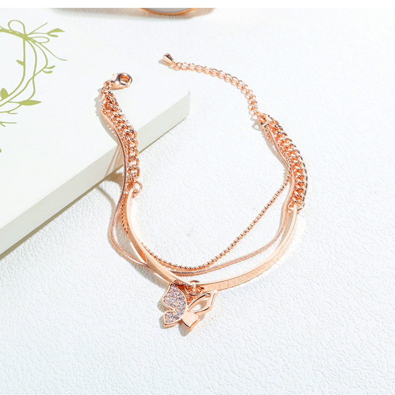 Women Cross Charms Bracelets Goodluck Multi Layer Copper 18K Rose Gold Chain Link Adjustable Bangle Anklet Jewelry for girls