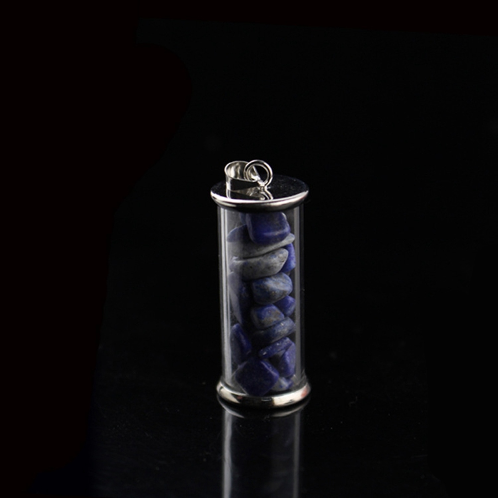 Tumbled Wicca Stone Wishing Bottles Pendant Necklace Set Healing Reiki Energy Charged Raw Chip Gemstone Jewelry