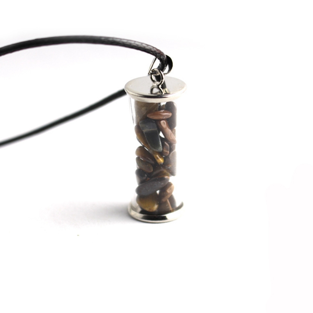 Tumbled Wicca Stone Wishing Bottles Pendant Necklace Set Healing Reiki Energy Charged Raw Chip Gemstone Jewelry