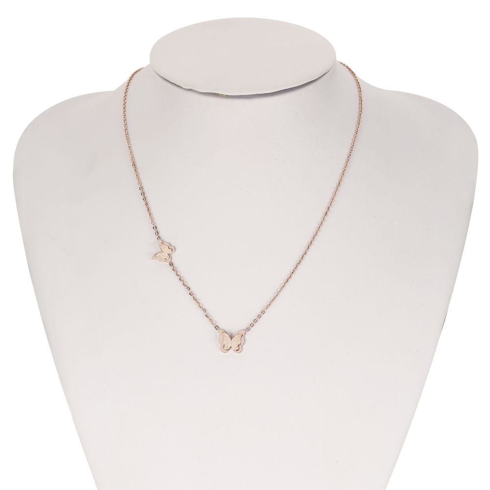 Butterfly Necklace Pendant Titanium Stainless Steel 18K Rose Gold Plated For Girls Women