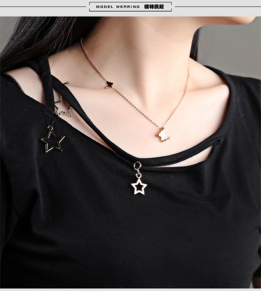 Butterfly Necklace Pendant Titanium Stainless Steel 18K Rose Gold Plated For Girls Women